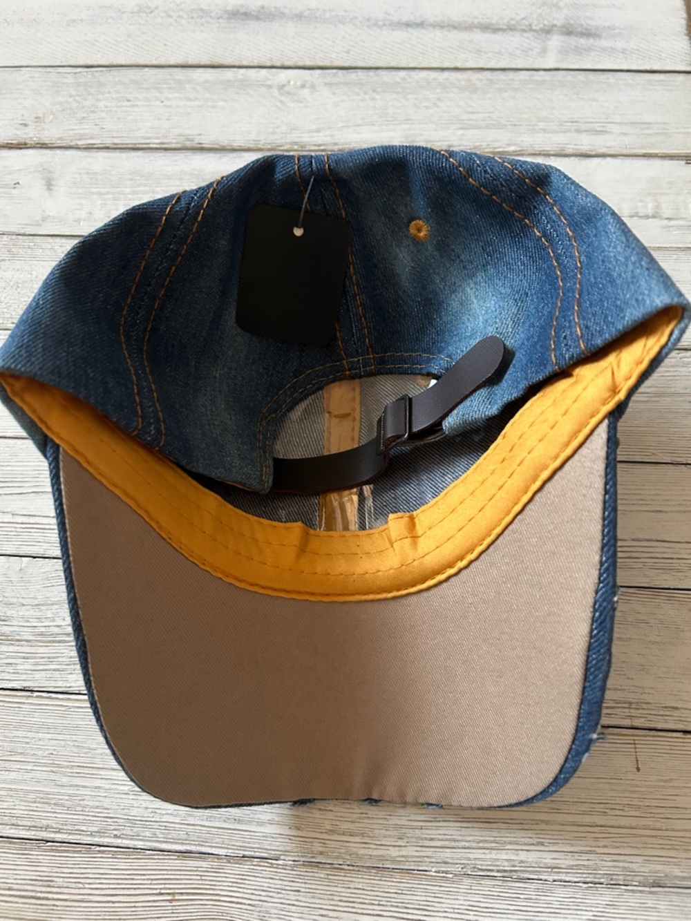 Denim Baseball Cap with Crystal Heart and Bling Visor - Picture 3 of 4